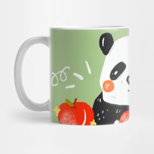 panda eat apple Mug